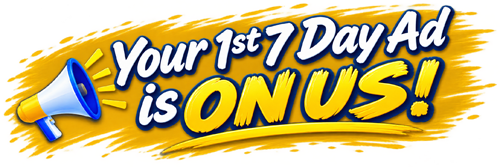 Your 1st 7 day ad is on us
